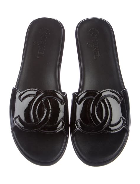 coco chanel slides|Chanel sandals cc logo.